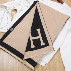 Hermes New Elegant Beige and Black Scarf